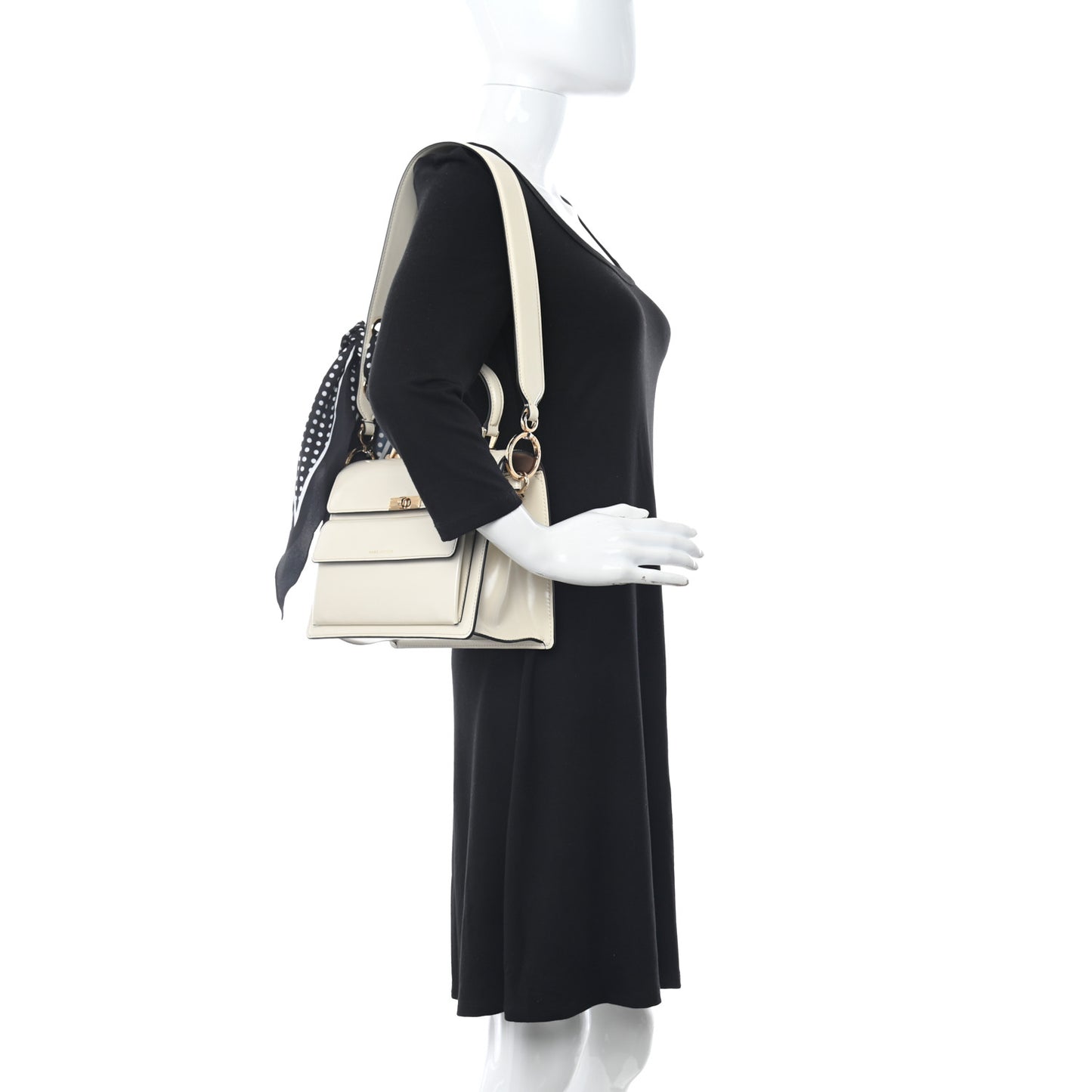 Shiny Calfskin Uptown Shoulder Bag White