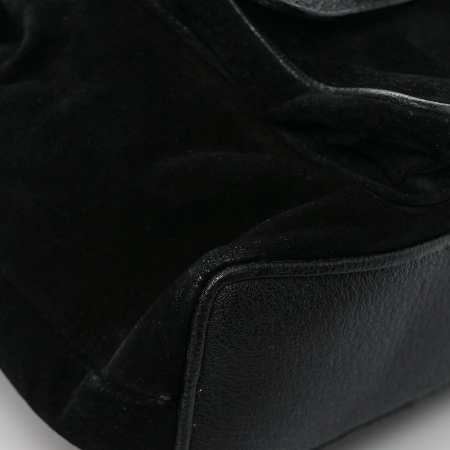 Calfskin Suede Bamboo Backpack Black