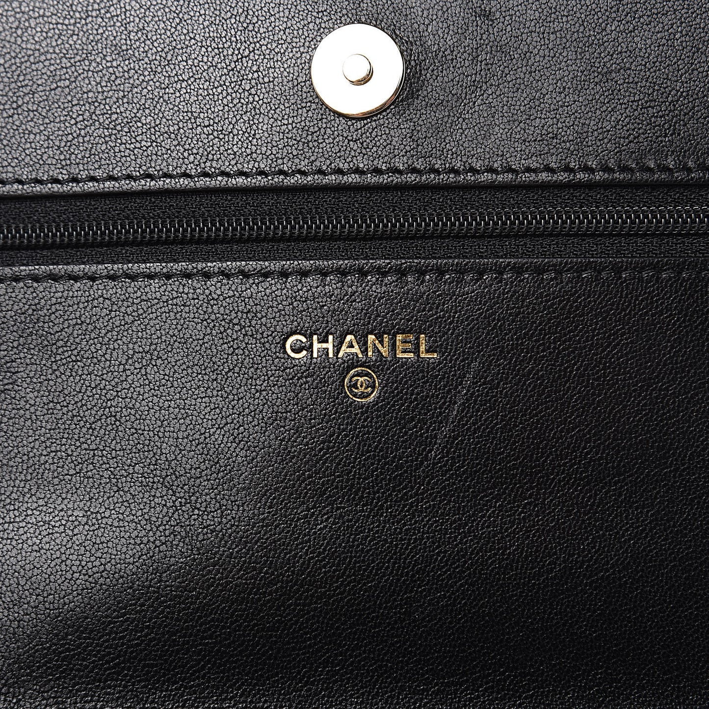 Caviar Sheepskin Chevron Quilted Vintage Mademoiselle Wallet On Chain WOC Black