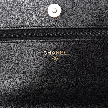 Chanel Caviar Sheepskin Chevron Quilted Vintage Mademoiselle Wallet On Chain WOC Black 6 of 11