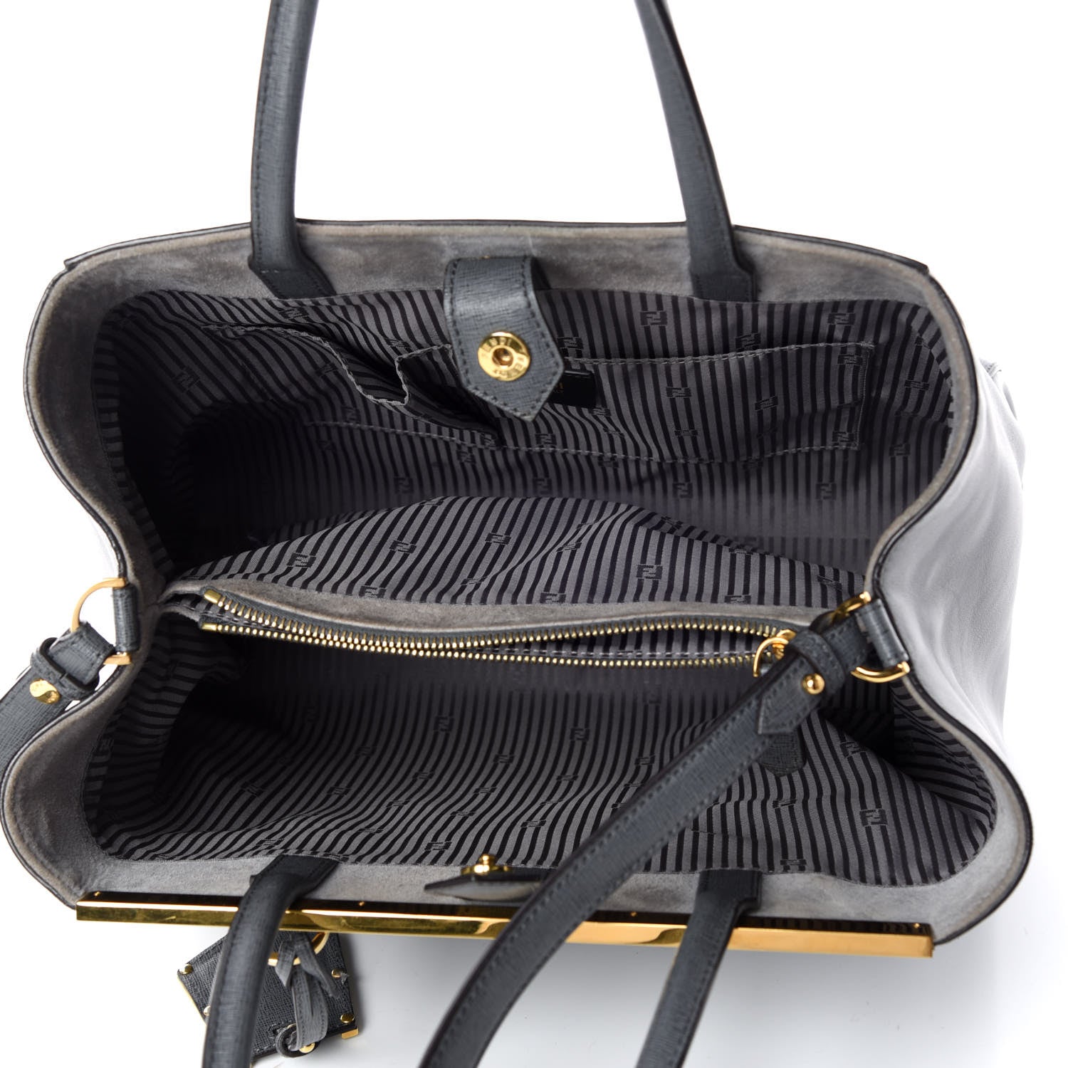 Fendi Vitello Elite Flamingo Regular 2Jours Tote Grigio Grigio Chiaro 7 of 19