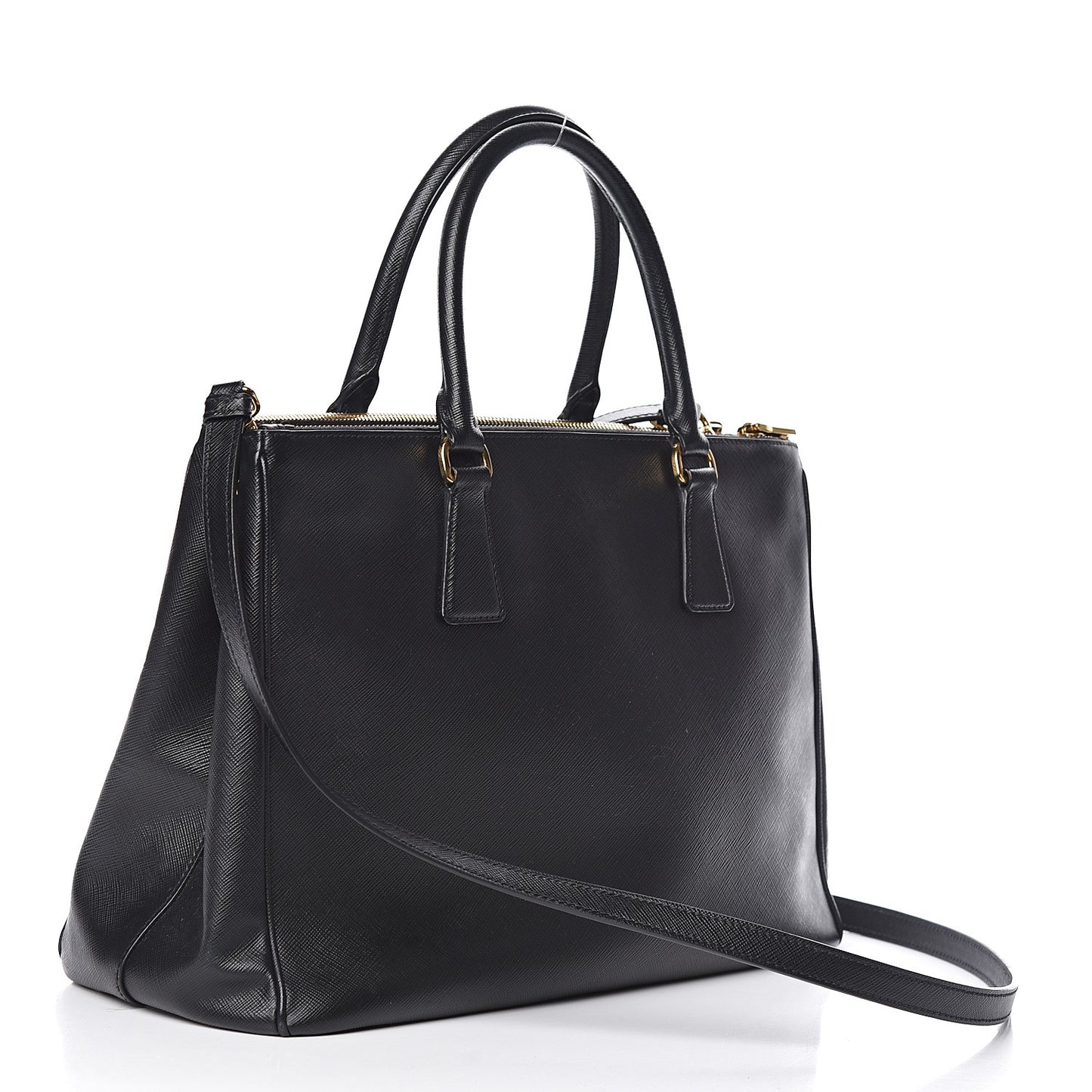 Saffiano Medium Galleria Double Zip Tote Black