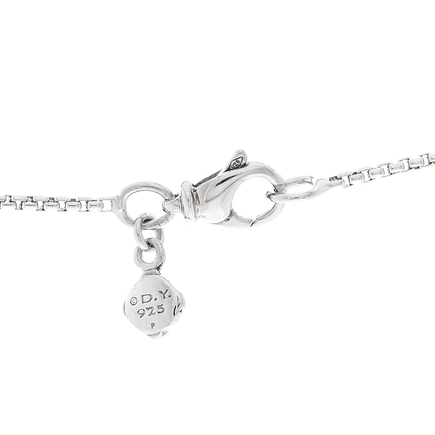 David Yurman Sterling Silver Pave Diamond 21mm Crossover Circle Necklace 4 of 4