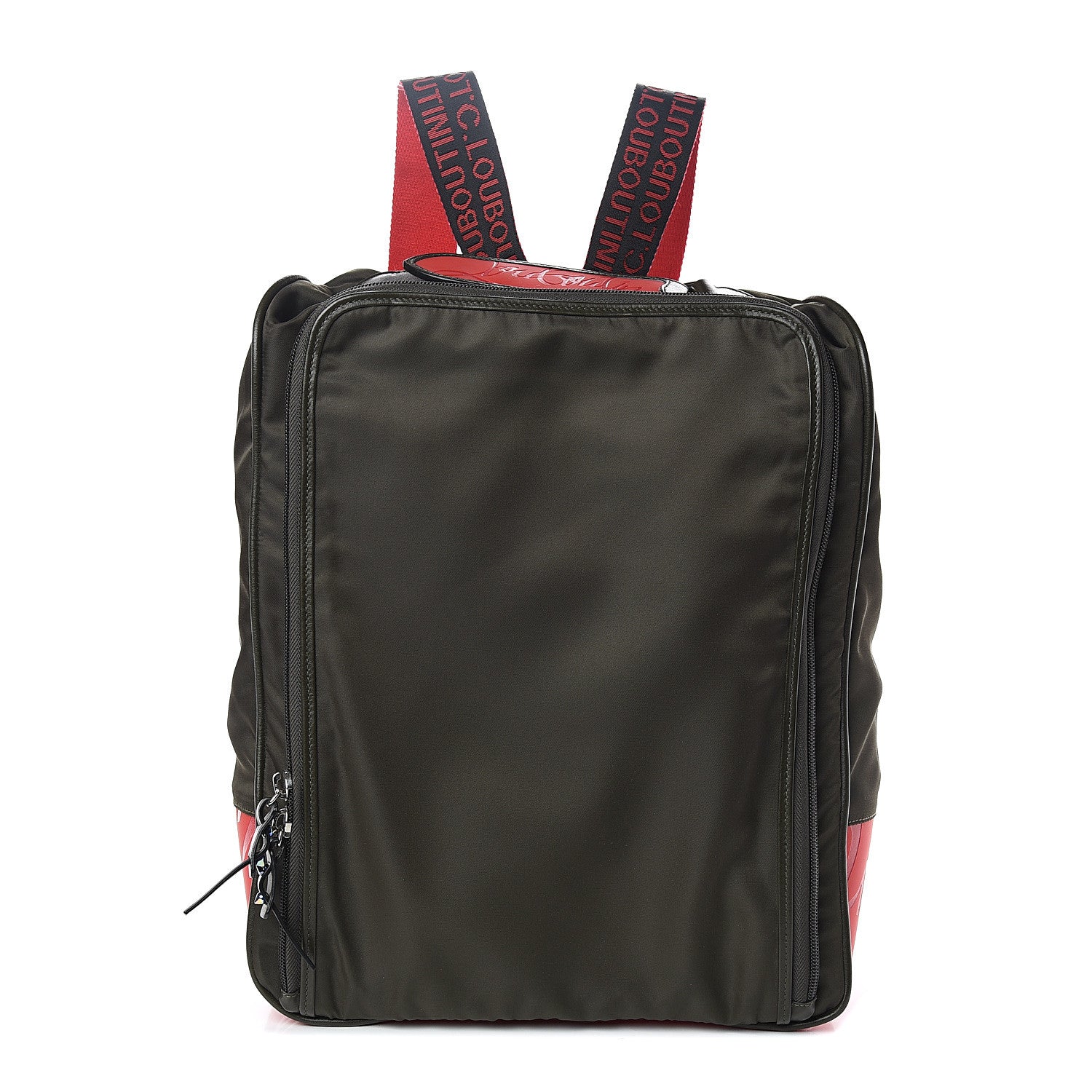 Christian Louboutin Nylon Calfskin Hop'n Zip Backpack Dark Green 1 of 10