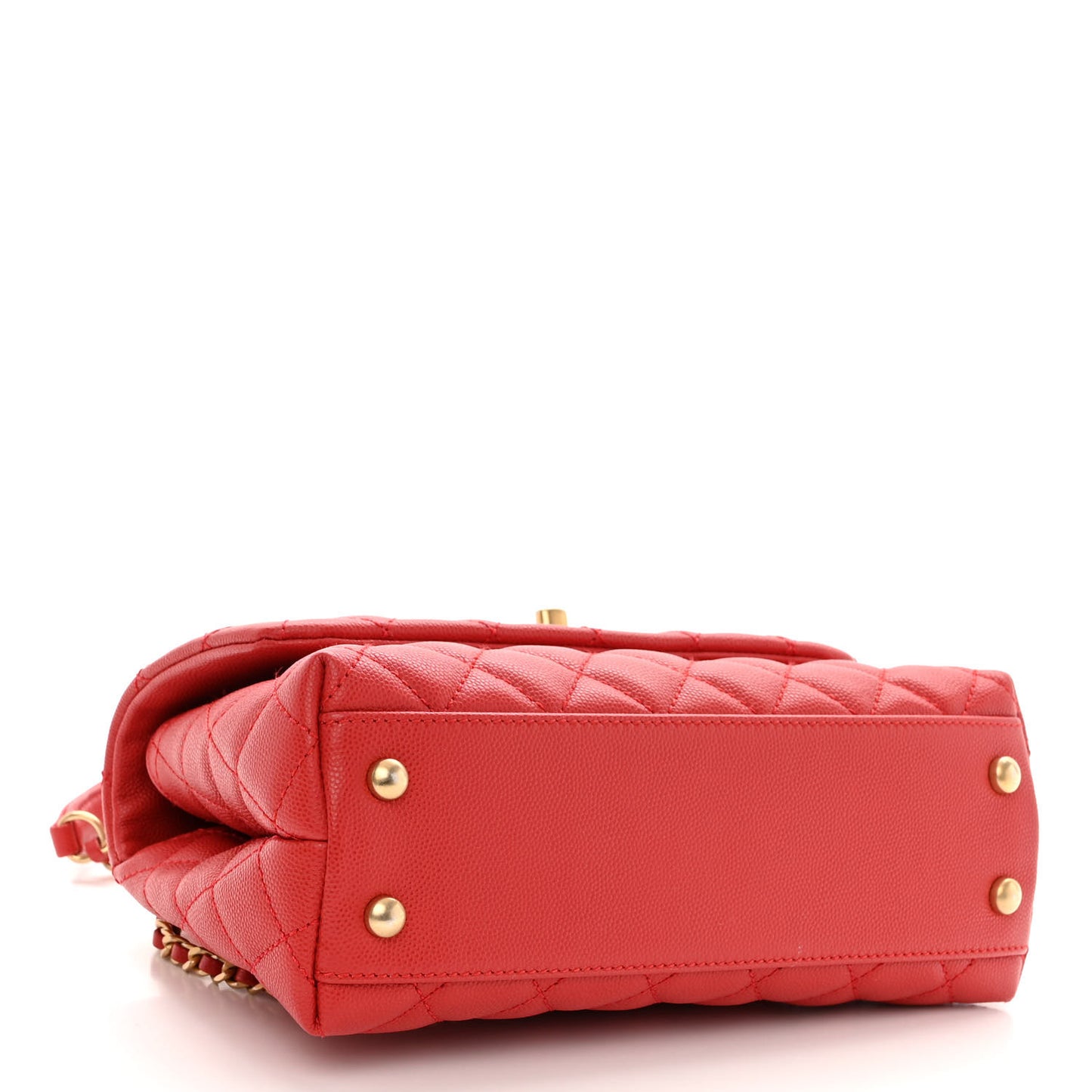 Caviar Quilted Mini Coco Handle Flap Red