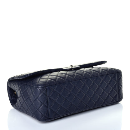 Chanel Metallized Calfskin Quilted Small XXL Travel Flap Bag Navy 4 of 10