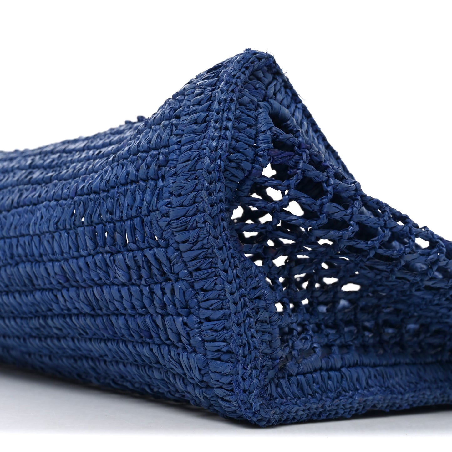 Raffia Summer Banana East West Tote Ashes Blue
