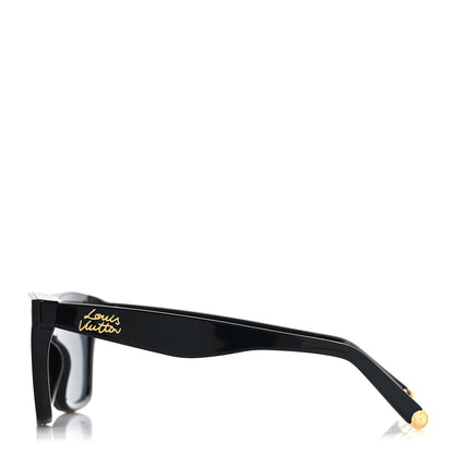 Louis Vuitton Acetate Nylon LV Script Square Sunglasses Z2970W Black 3 of 9