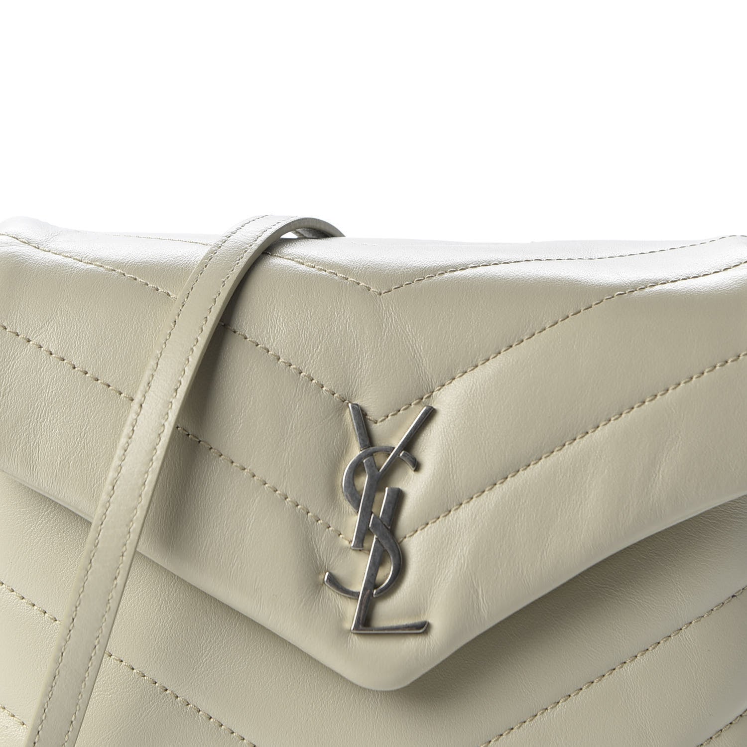 Saint Laurent Calfskin Y Quilted Monogram Toy Loulou Crossbody Bag Ivory 9 of 10
