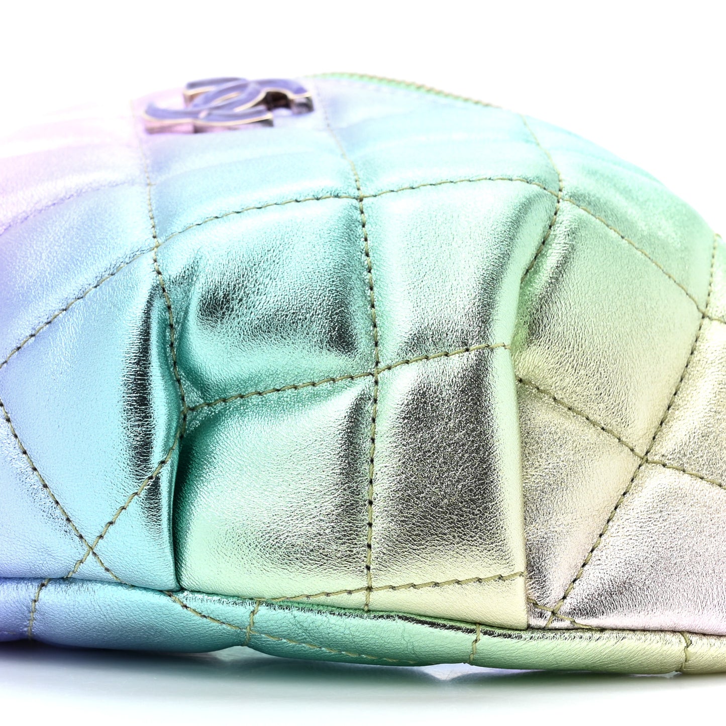 Gradient Metallic Lambskin Quilted Walking Mood Waist Bag Fanny Pack Pink Purple Green