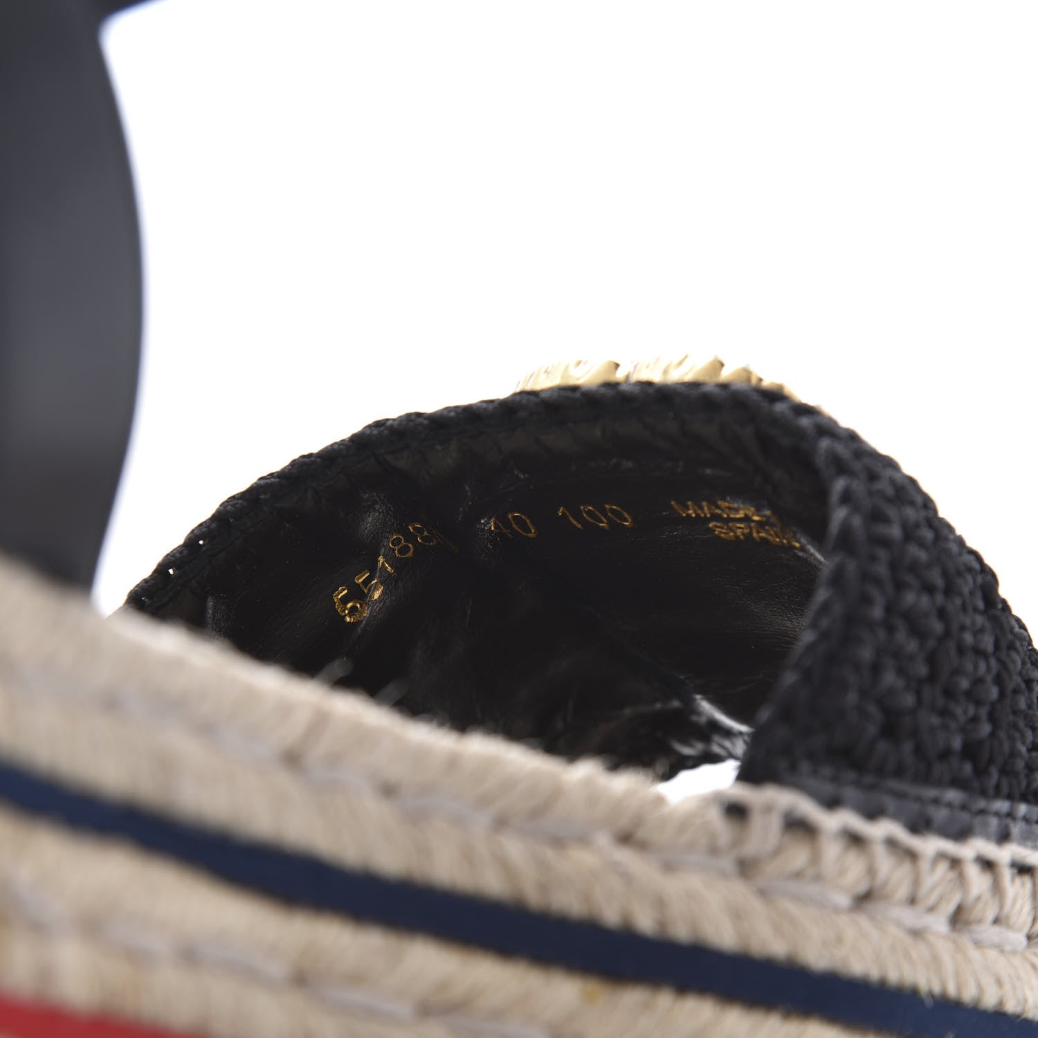 Gucci Cotton Malaga Kid Crochet Pearly GG Lilibeth Espadrille Platform Sandals 40 Black 8 of 9