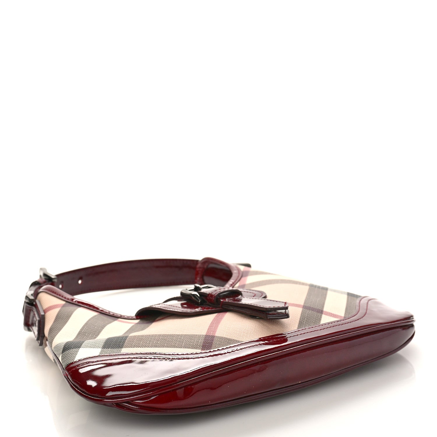 Burberry Patent Nova Check Brooke Hobo Red 4 of 8