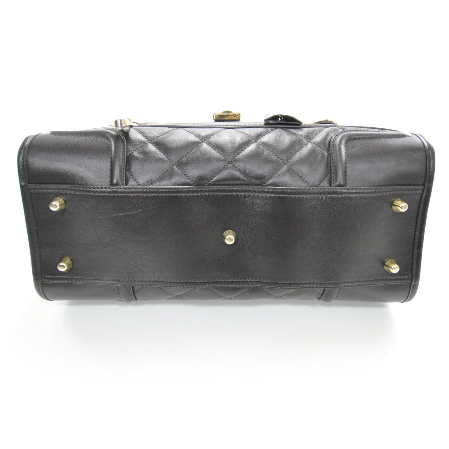 Leather Quilted Manor Tote Dark Brown