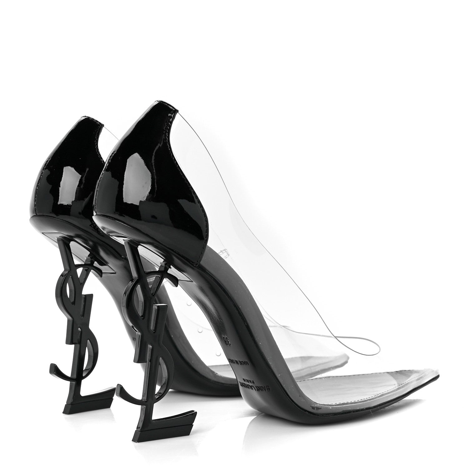 Saint Laurent Patent Calfskin PVC Opyum 110 Pump 38 Black Transparent 4 of 9