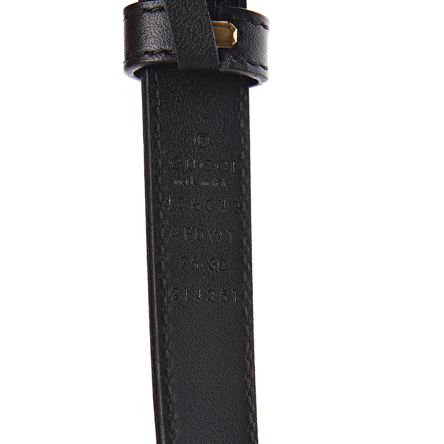 Calfskin Pearl Double G 20mm Belt 75 30 Black Cream