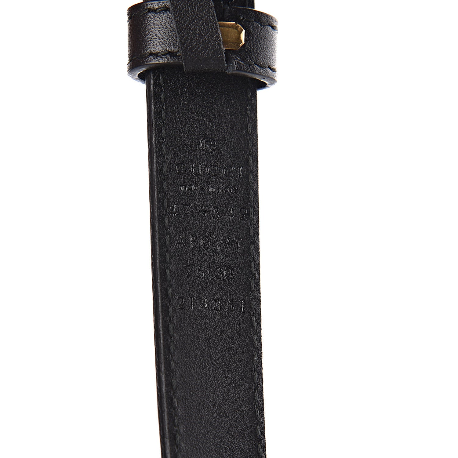 Gucci Calfskin Pearl Double G 20mm Belt 75 30 Black Cream 4 of 7