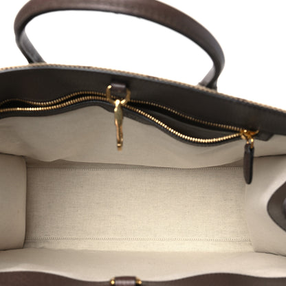 Gucci Monogram Jumbo GG Textured Dollar Calfskin Web Tote Bag Camel Ebony New Acero 5 of 11