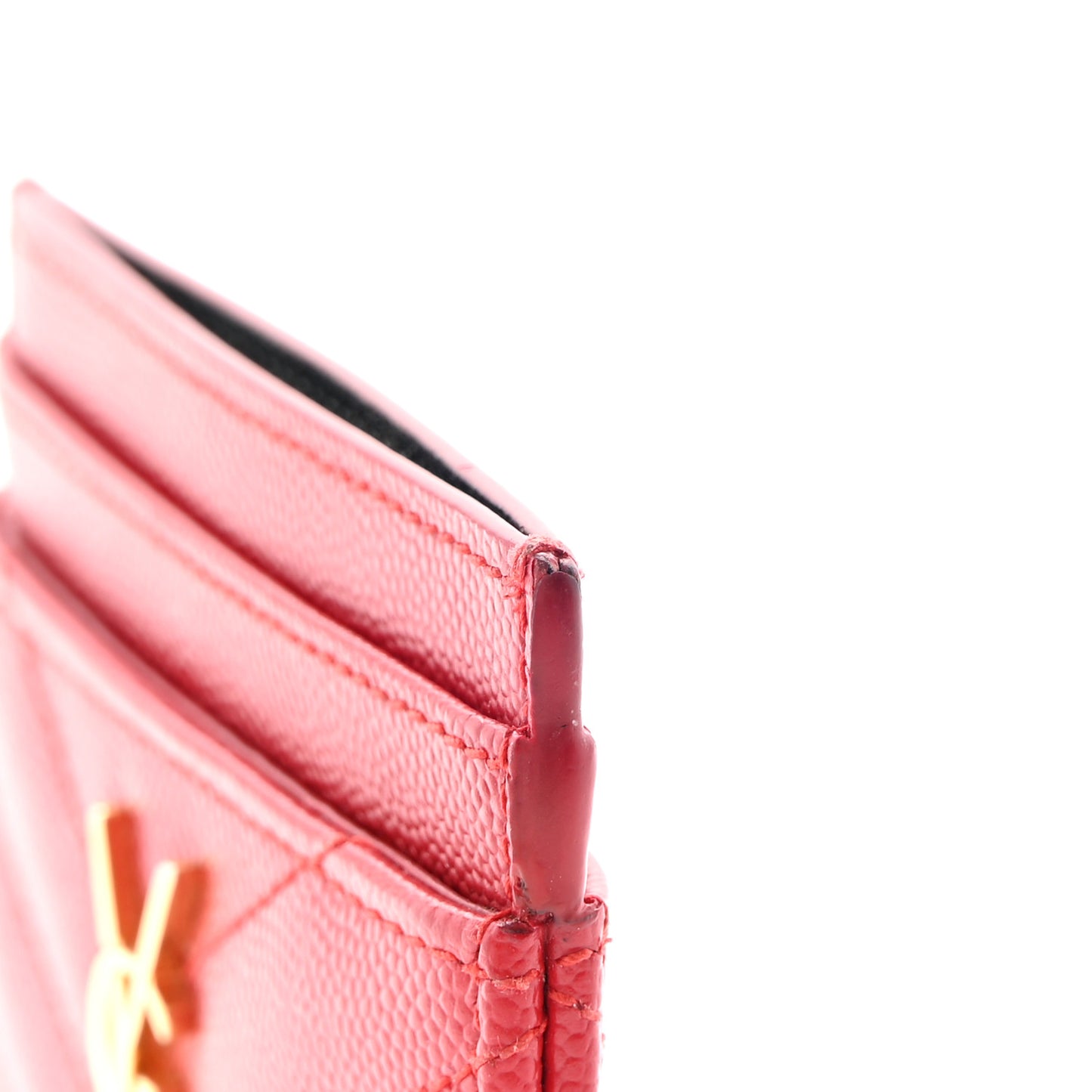 Grain De Poudre Matelasse Chevron Monogram Credit Card Case New Red