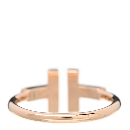 Tiffany 18K Rose Gold Diamond Mother of Pearl T Wire Ring 55 7.25 3 of 4