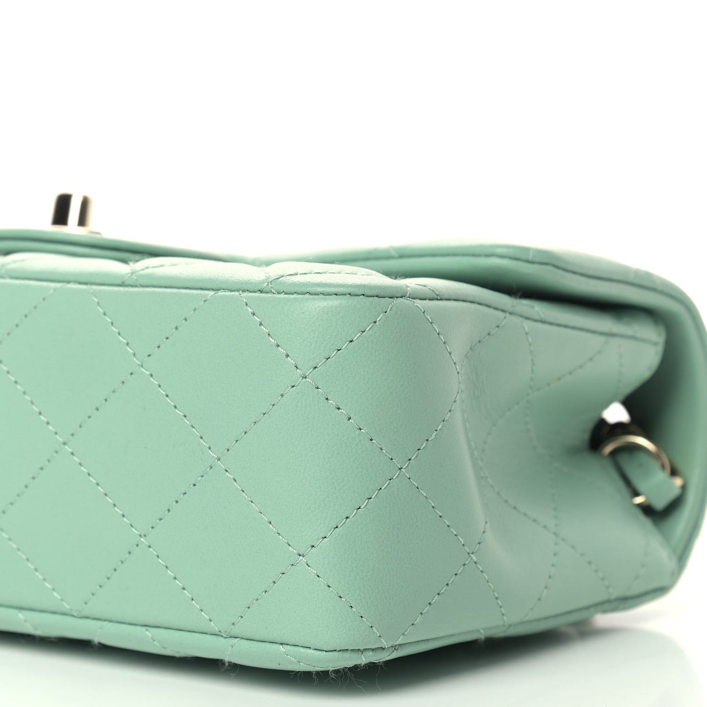 Lambskin Quilted Mini Rectangular Flap Green