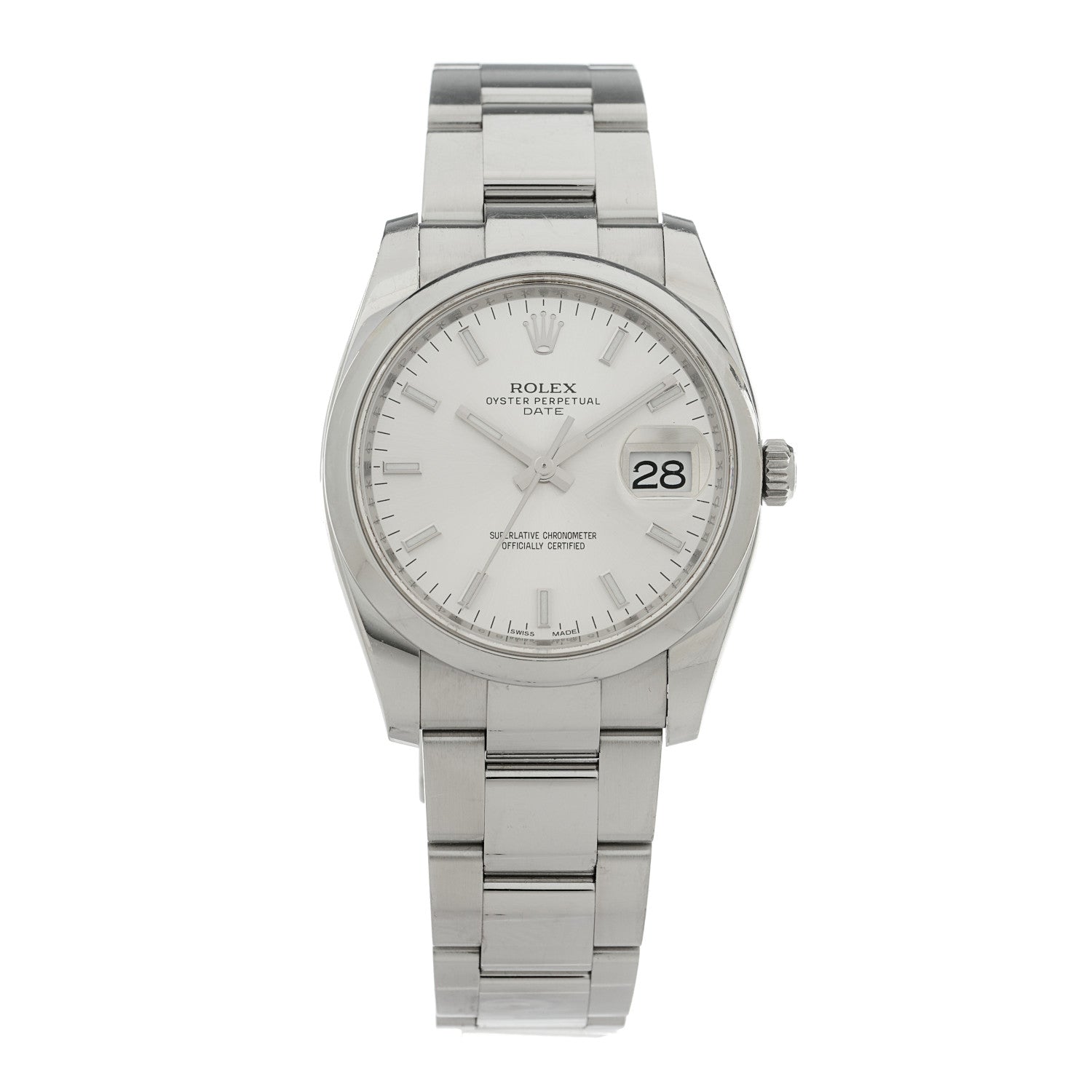 Rolex Stainless Steel 34mm Oyster Perpertual Date Watch Silver 115200 1 of 5