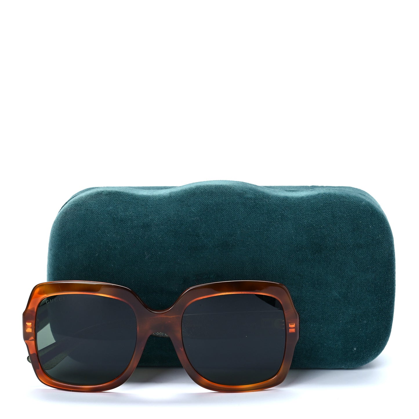 Acetate Square Frame Web Glitter Sunglasses GG0036S Havana