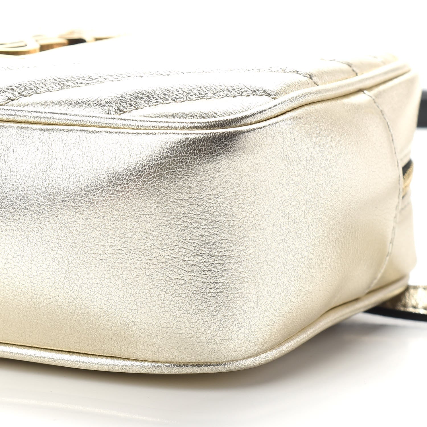 Saint Laurent Metallic Calfskin Matelasse Monogram Lou Belt Bag Platino 9 of 9