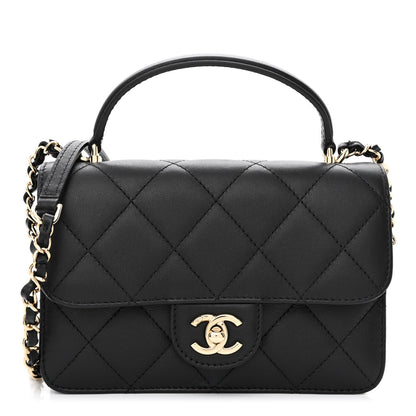 Chanel Calfskin Quilted Small Top Handle Flap Black 1 of 12
