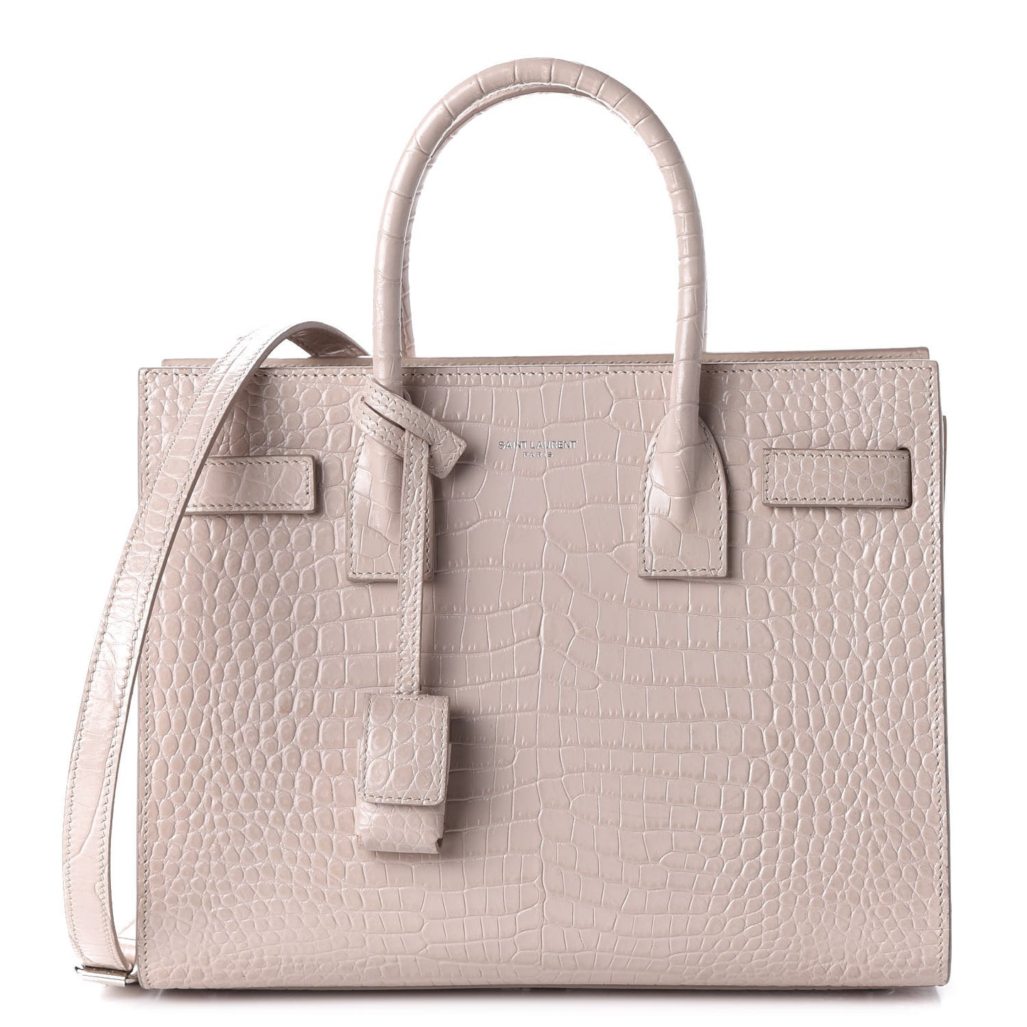 Calfskin Crocodile Embossed Baby Sac De Jour Rose Antic