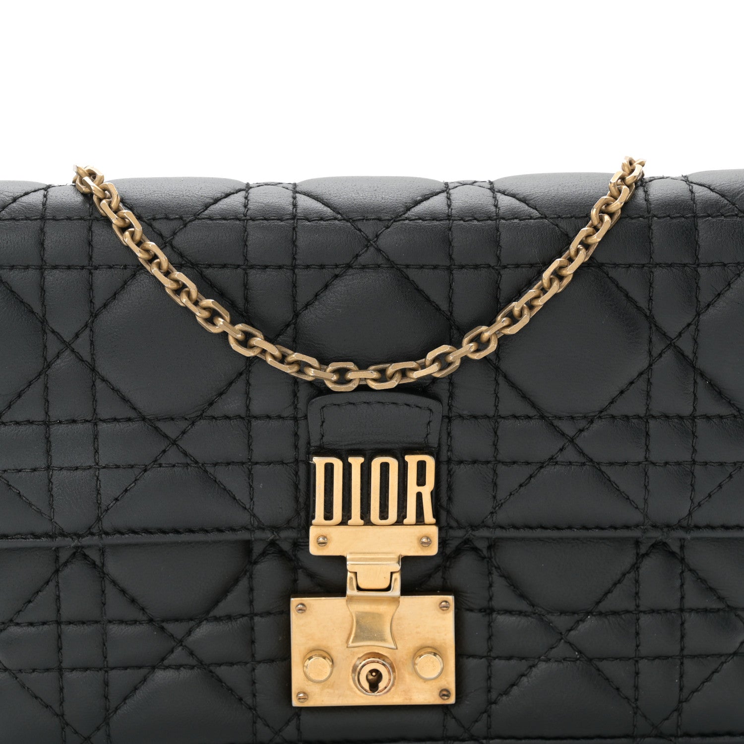 Christian Dior Lambskin Cannage Dioraddict Wallet on Chain Clutch Black 8 of 10