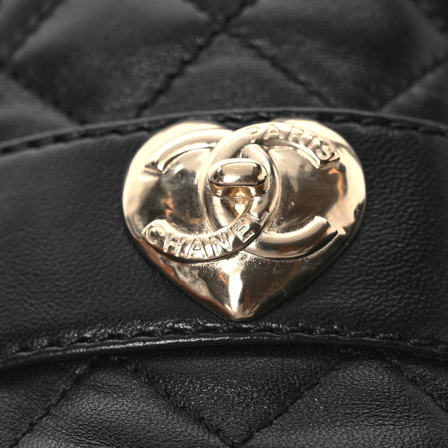 Lambskin Quilted CC Heart Loafers 38 Black