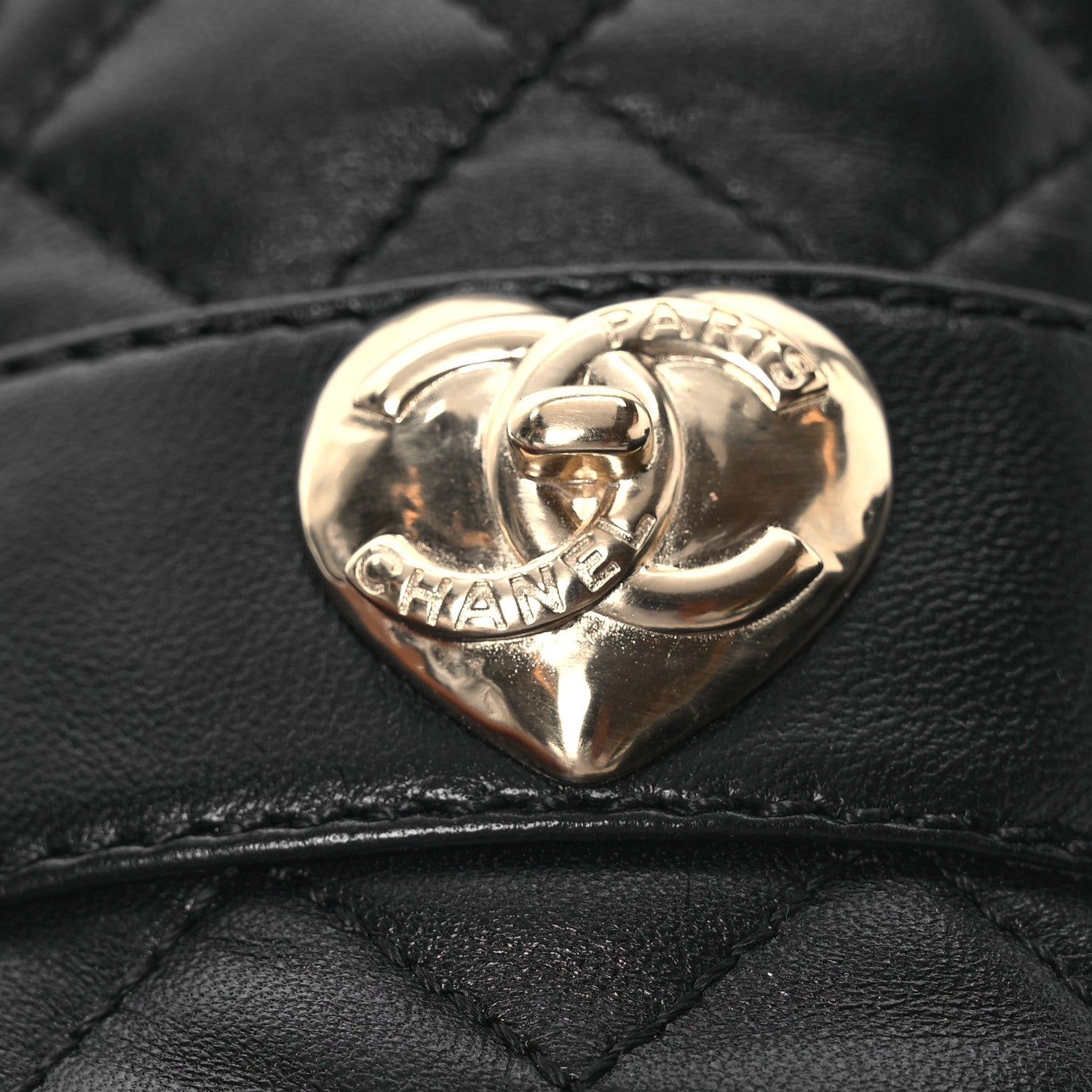 Chanel Lambskin Quilted CC Heart Loafers 38 Black 11 of 14