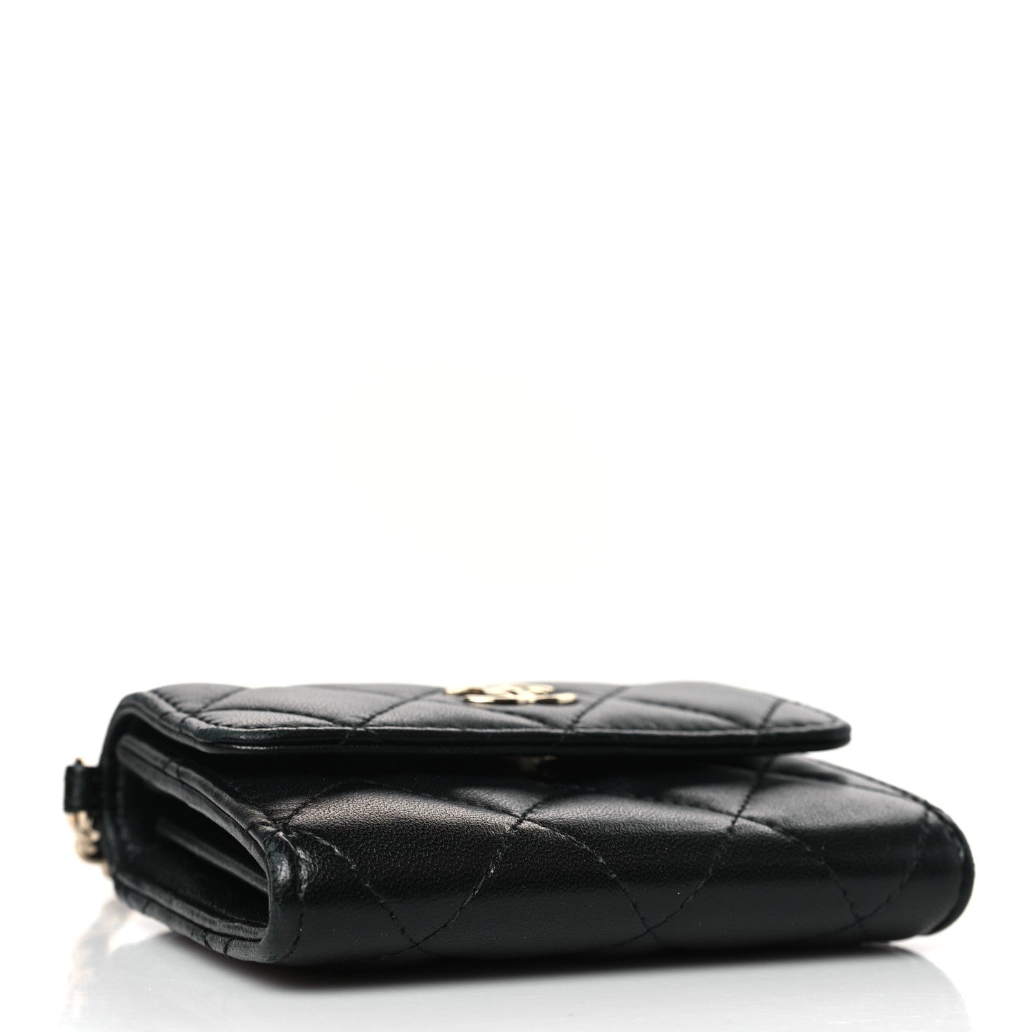 Chanel Lambskin Quilted Pearl Card Holder With Chain Black 4 of 10