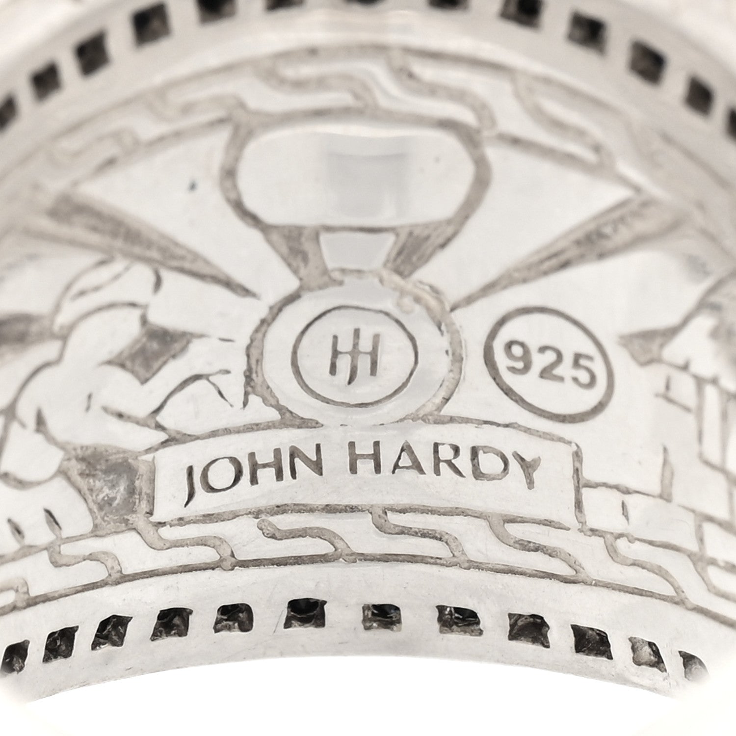 John Hardy Sterling Silver Black Sapphire Hammered Saddle Ring 54 7 4 of 4