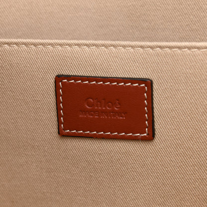 Chloe Cotton Calfskin Large Woody Ribbon Tote White Brown 6 of 9