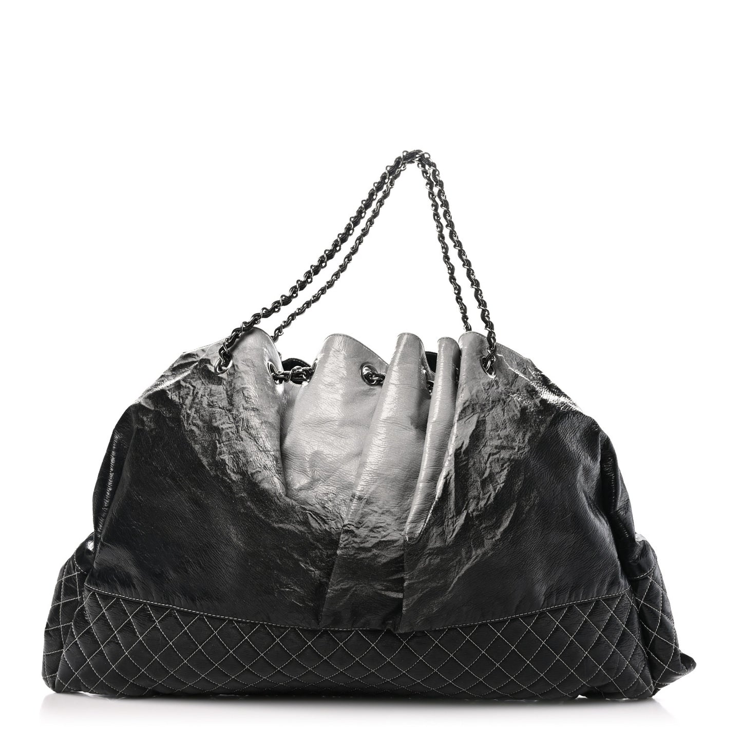 Vinyl Quilted Melrose Degrade Tote Black