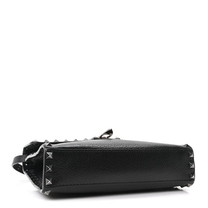 Valentino Garavani Pebbled Calfskin Monochrome Medium Rockstud Flip Lock Crossbody Bag Black 4 of 9
