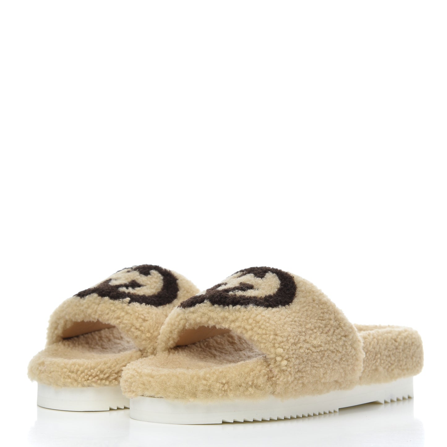Merino Interlocking G Slide Sandals 37 Butterscotch Cocoa