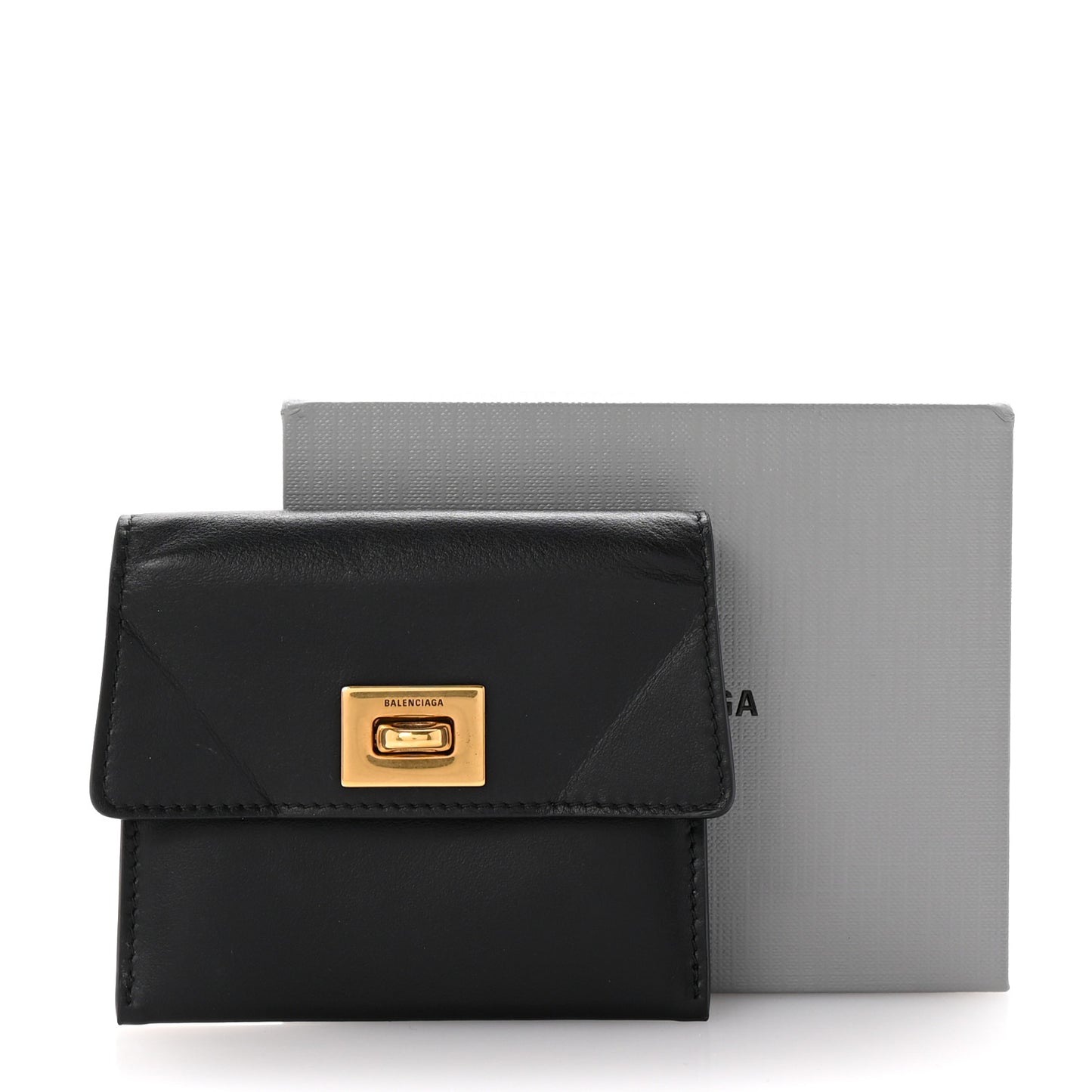 Natural Smooth Calfskin Rodeo Flap Wallet Black