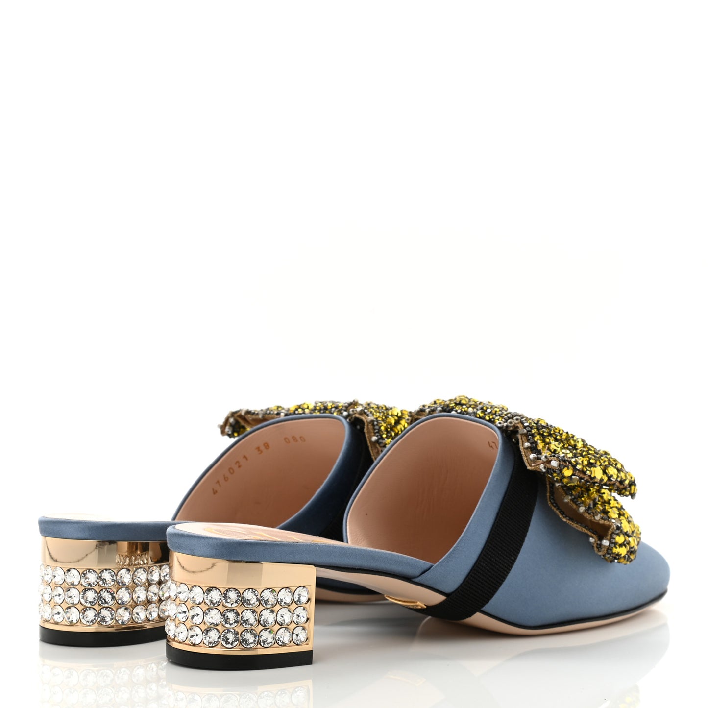 Silk Satin Crystal Embellished Bow Mules 38 Carta Zucchero