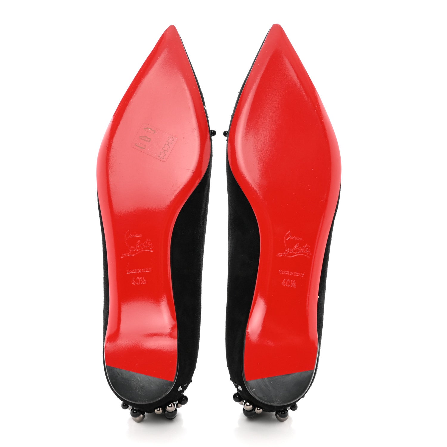 Christian Louboutin Veau Velours Beaded Crystal Embellished Candidate Flats 40.5 Black 5 of 7