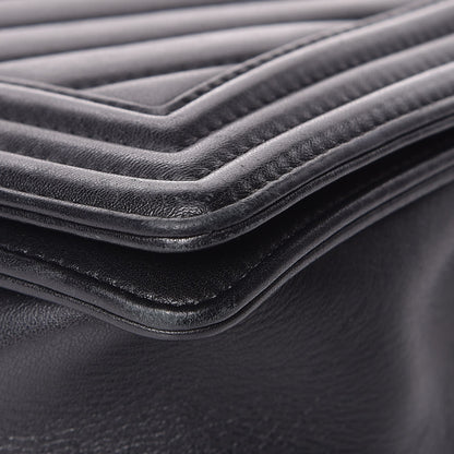 Chanel Calfskin Chevron Quilted New Medium Boy Flap Black 10 of 14