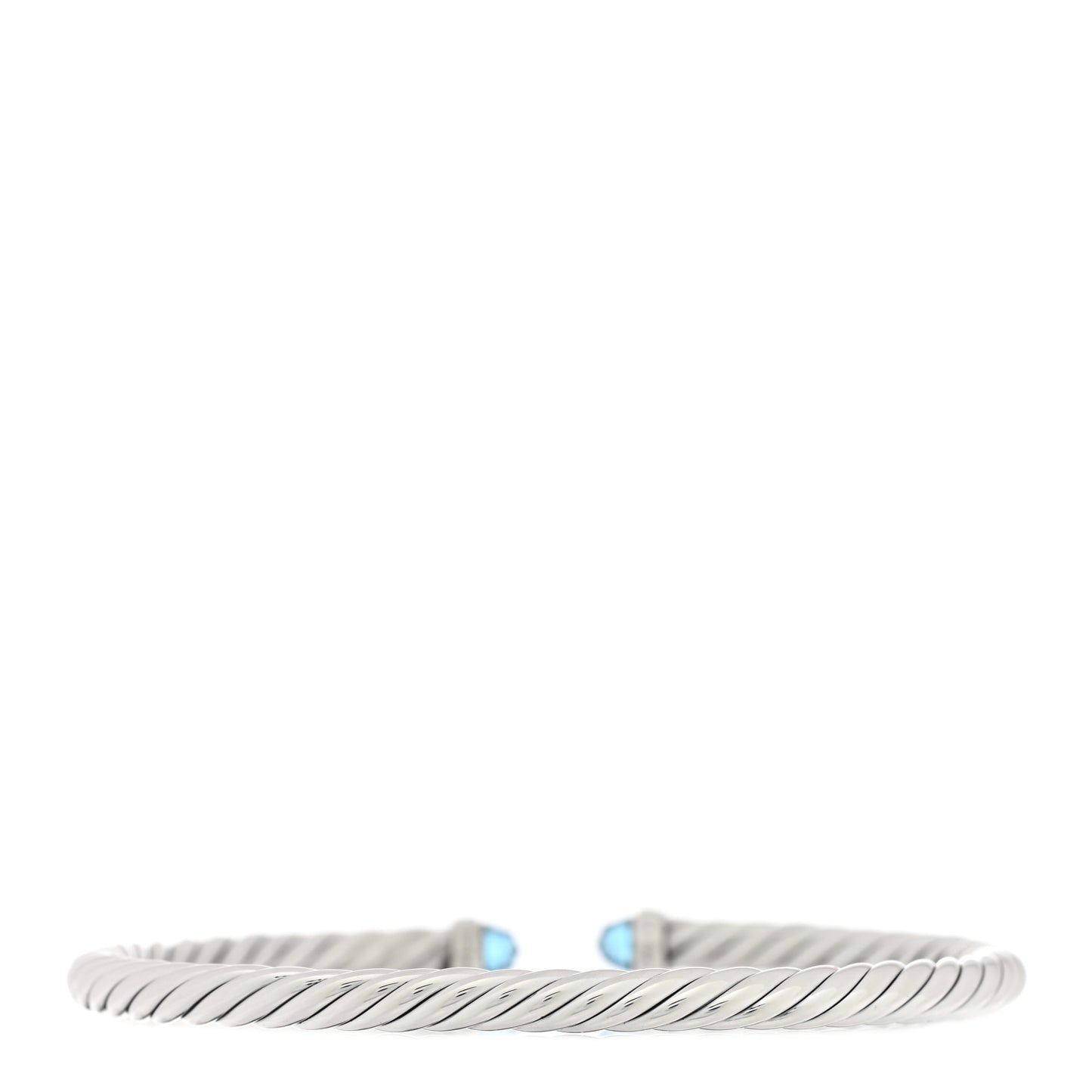 Sterling Silver 14K Yellow Gold Blue Topaz 4mm Cable Classics Bracelet