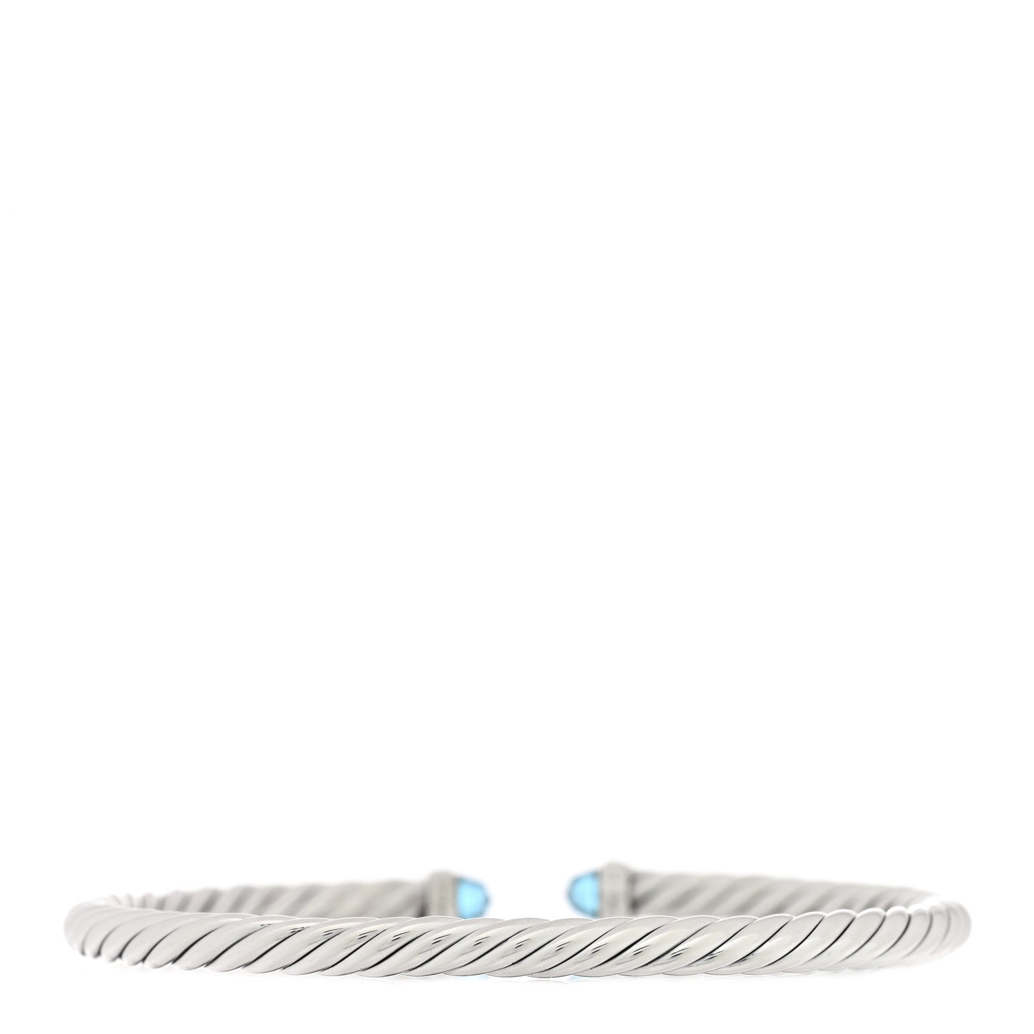 David Yurman Sterling Silver 14K Yellow Gold Blue Topaz 4mm Cable Classics Bracelet 2 of 3