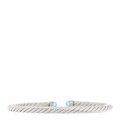 David Yurman Sterling Silver 14K Yellow Gold Blue Topaz 4mm Cable Classics Bracelet 2 of 3