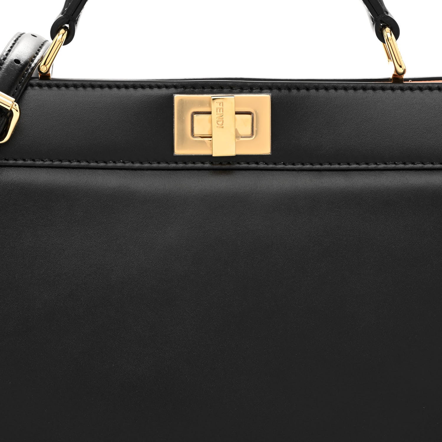Fendi Vitello King Luxor Shiny Nappa Medium Peekaboo I SEE U East West Satchel Black Light Rose 8 of 10
