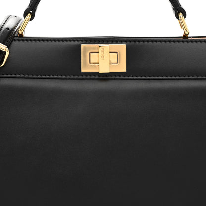 Fendi Vitello King Luxor Shiny Nappa Medium Peekaboo I SEE U East West Satchel Black Light Rose 8 of 10