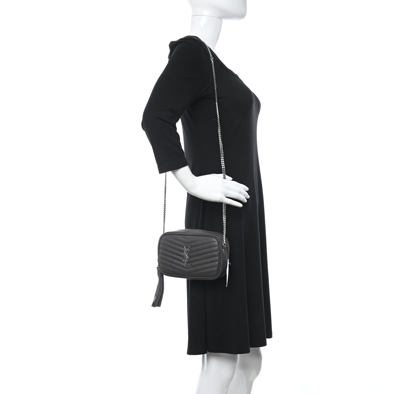 Saint Laurent Grain De Poudre Matelasse Monogram Mini Lou Camera Bag Asphalt 2 of 14