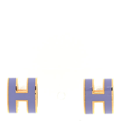 Hermes Rose Gold Lacquered Mini Pop H Earrings Lilac 1 of 4