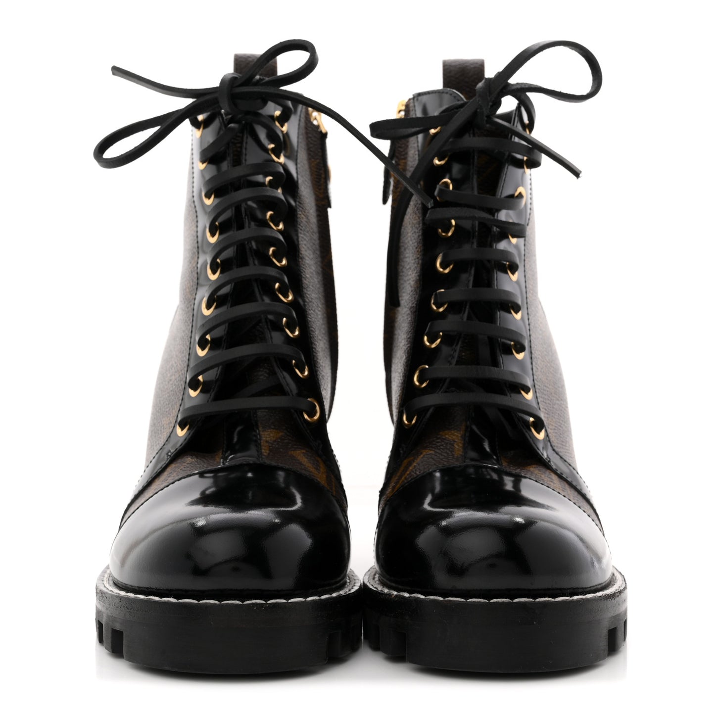 Patent Calfskin Monogram Star Trail Ankle Boots 38.5 Black